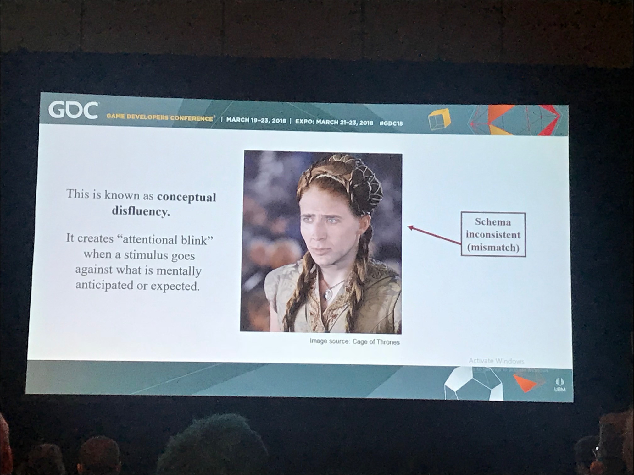 A slide from Vanessa's talk, featuring Cage of Thrones
