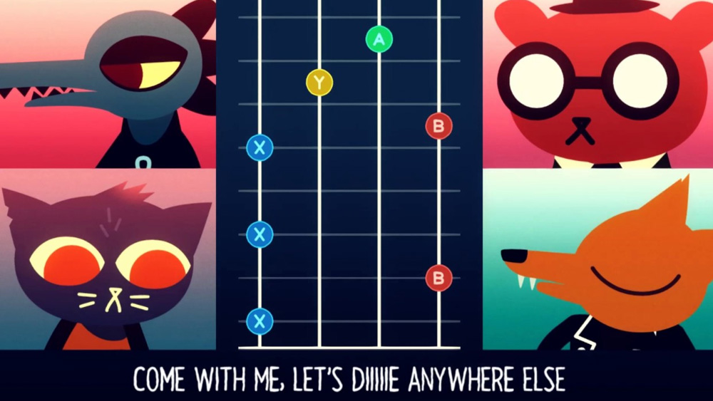 The Guitar Hero style mini-game from Night in the Woods